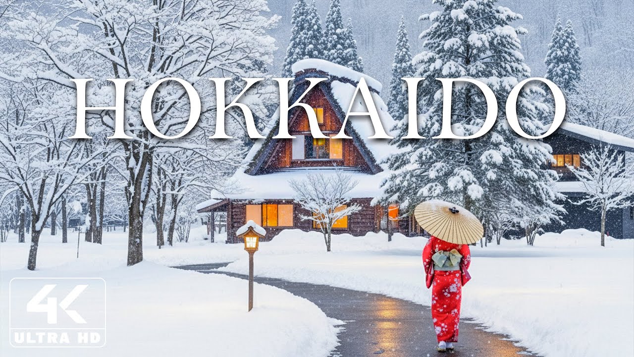 Зима на Хоккайдо 4K ❄️ Заснеженные деревни, замерзшие поля и тихая северная красота