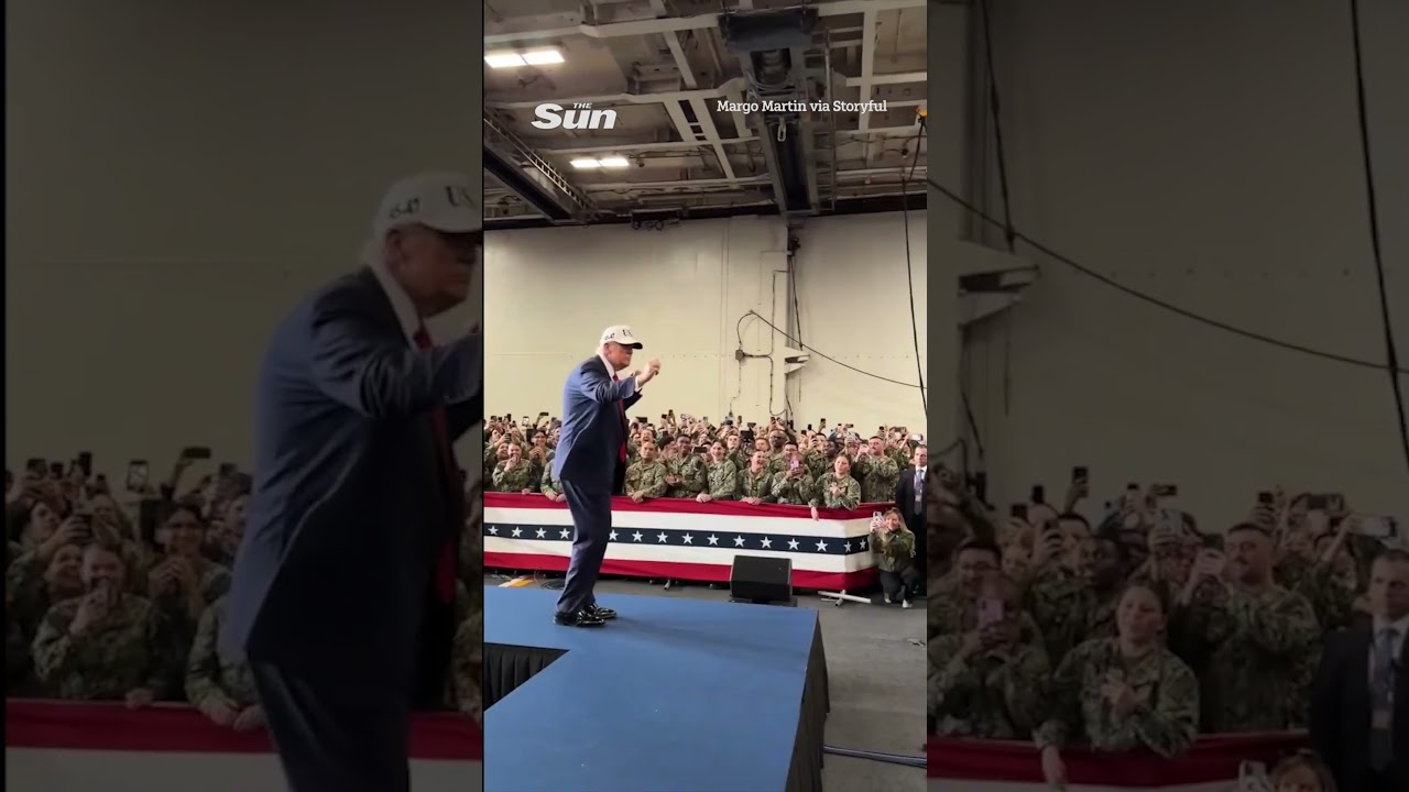 Trump dances to 'YMCA' on visit to US aircraft carrier in Japan #trump #aircraft #japan