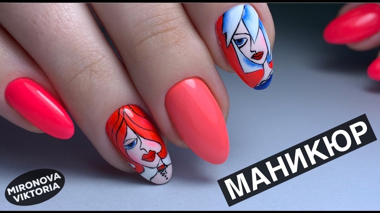 Стильные девочки на ногтях. Сухой комбинированный маникюр.