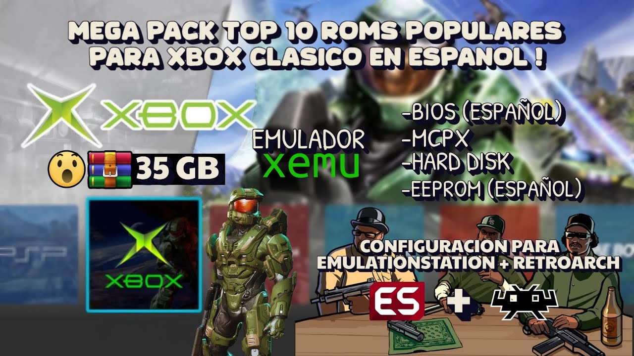 MEGA PACK TOP 10 ROMS POPULARES PARA XBOX CLASICO EN ESPAÑOL + EMULADOR + ARCHIVOS NECESARIOS