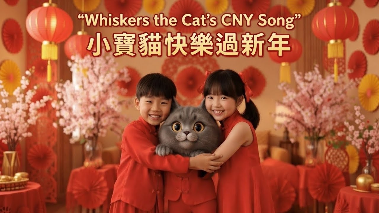 Whiskers the Cat’s Happy Chinese New Year Song for Kids Festive CNY Nursery Rhymes| 小寶貓快樂過新年 新春兒歌