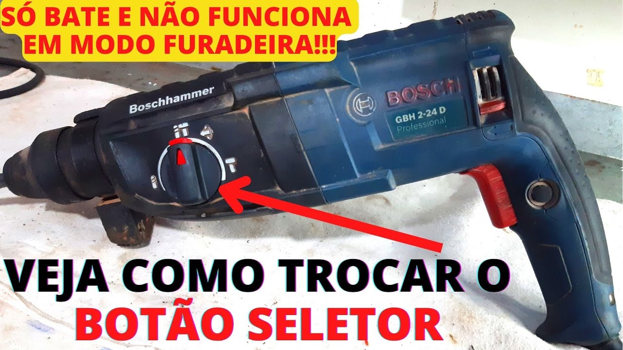 martelete bosch só bate e não funciona o modo furadeira! Veja como retirar e trocar o botão seletor