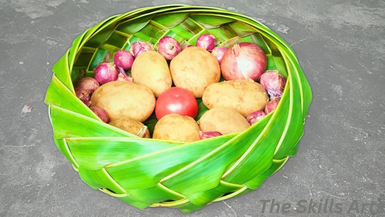 2nd Generation Leaf Basket / How To Weaving Coconut Leaf Basket /Coconut Leaf Bowl/ Multi Use Basket