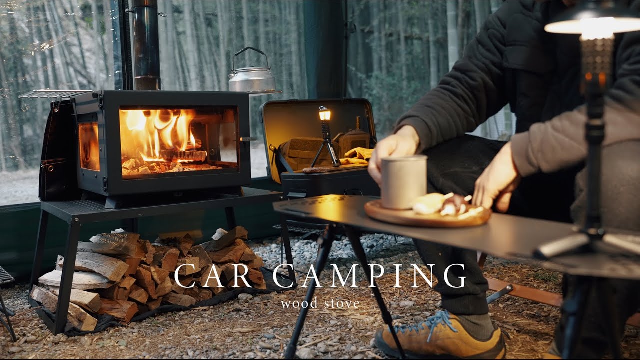 Соло-кемпинг с дровяной печью и японским сукияки | Cozy Camping | ASMR