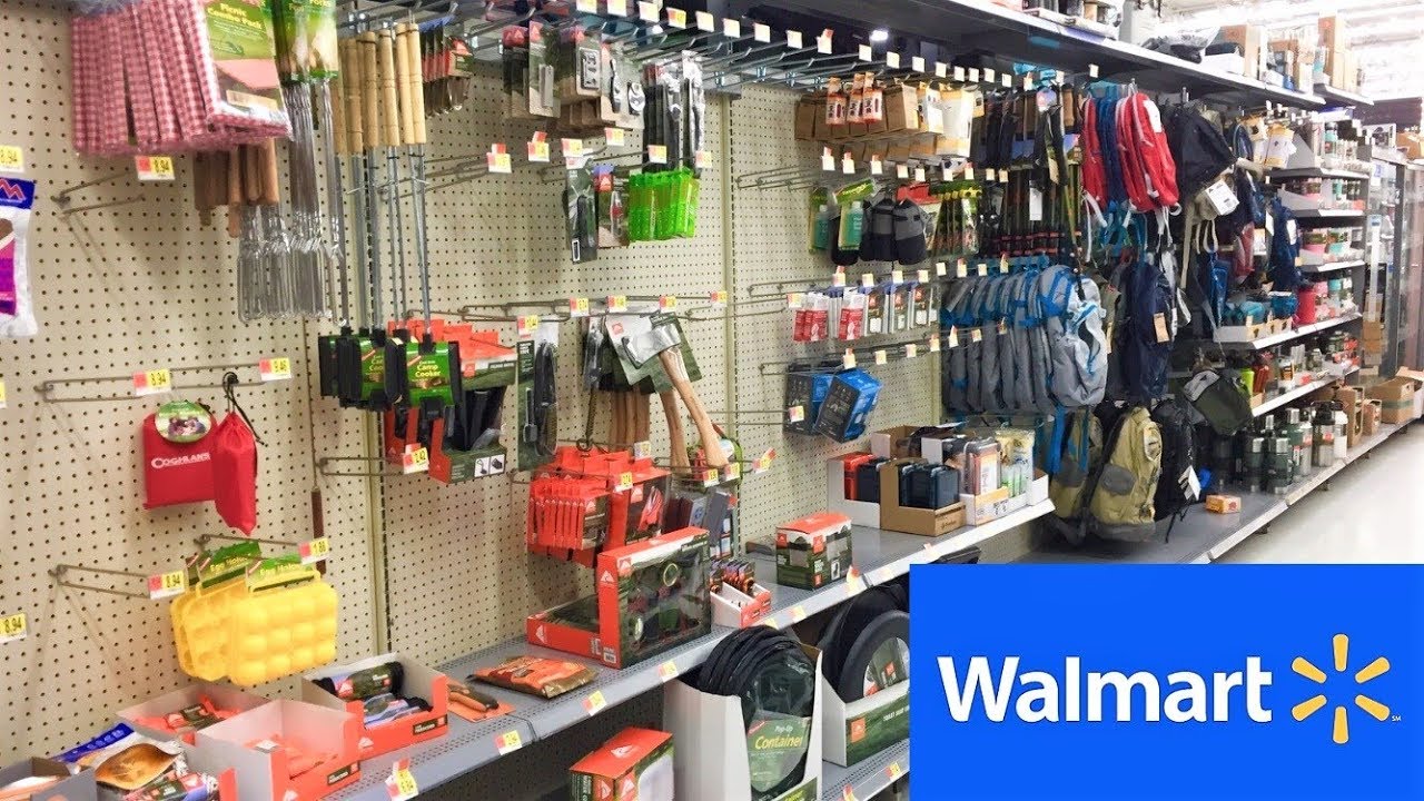 WALMART ENTIRE SURVIVAL HIKING CAMPING SECTION SHOP WITH ME SHOPPING STORE WALK THROUGH 4K