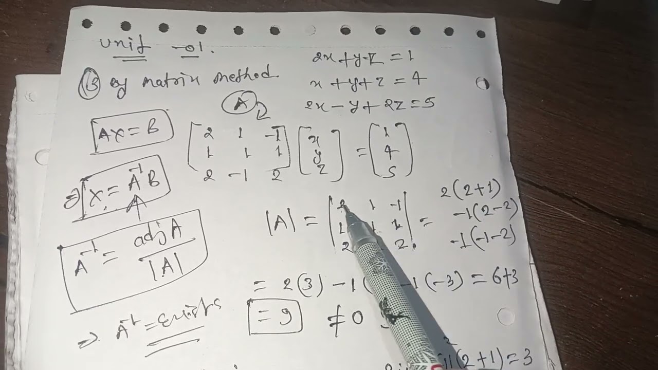 Matrix Method Unit 1 Polytechnic semester 1 pyq