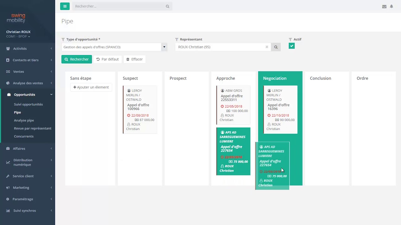 Opportunit&eacute;s commerciales - une gestion simple