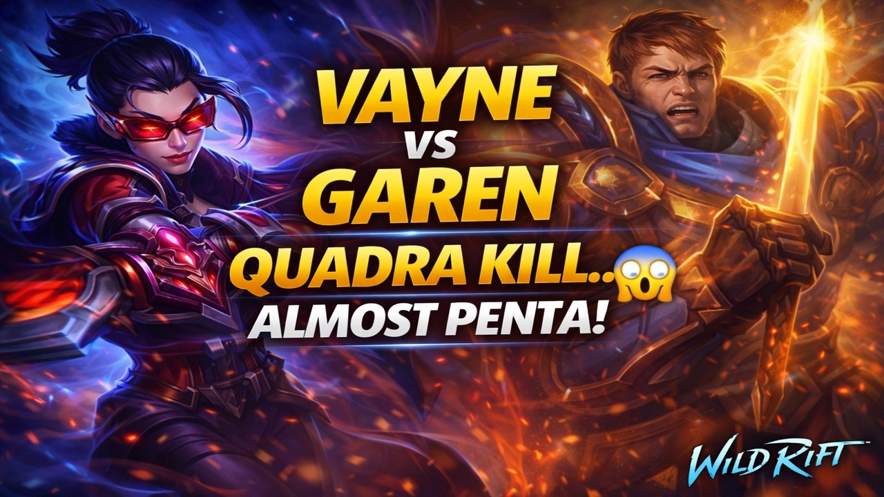 VAYNE vs GAREN Baron Lane 🏹 Quadra Kill… Almost PENTA | Wild Rift (Arctic Arrow)