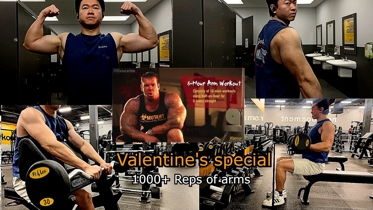 Imitating Rich Piana's  8 hour arm workout, 1152 reps, 32 arm exercises... Valentine's day void