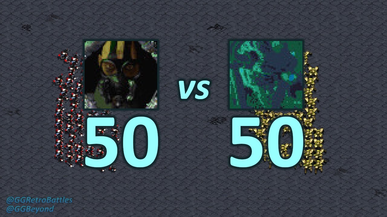 50 Goliaths vs 50 Dragoons - Even Numbers - StarCraft Retro Battles