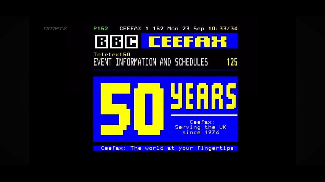 Pages from Ceefax 50th Anniversary 23/09/2024