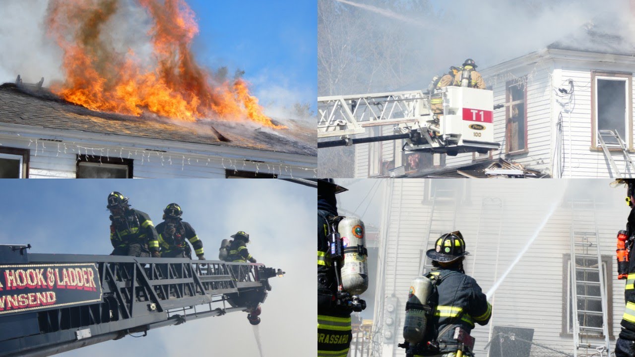 *EVACUATION HORNS* Fire Crews Battle Massive 5th Alarm Blaze With Partial Collapse | Townsend