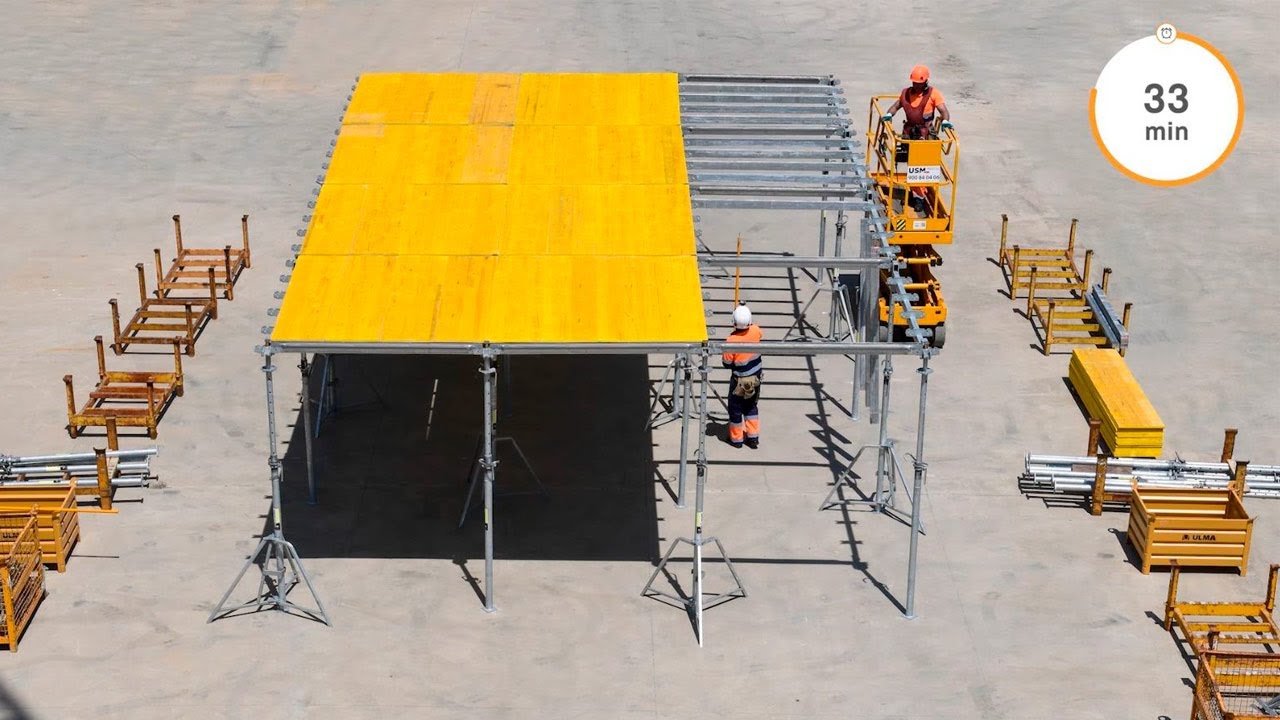 Montaż deskowania modułowego z głowicą opadową ONADEK - ULMA Construction [pl]