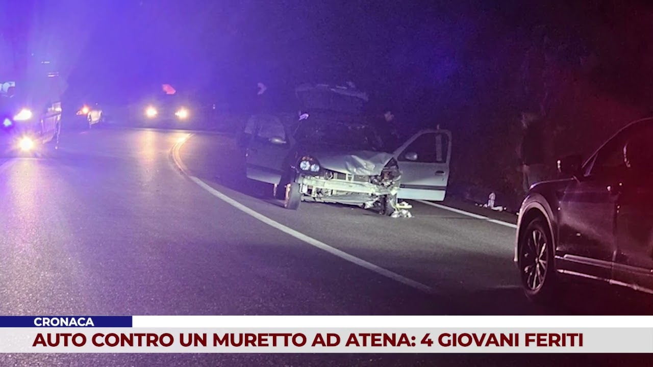 CRONACA. AUTO CONTRO UN MURETTO AD ATENA: 4 GIOVANI FERITI