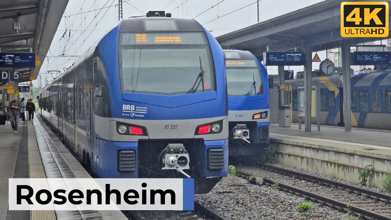 Rosenheim Bahnhof 25.05.2025 - Morgendlicher Regenverkehr mit EC-Zügen, BRB & Güterverkehr