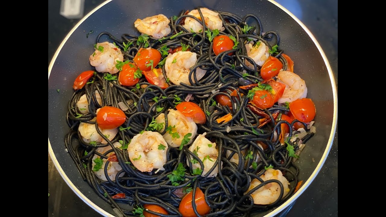 SHRIMP SQUID INK PASTA | HOW TO MAKE SQUID INK PASTA