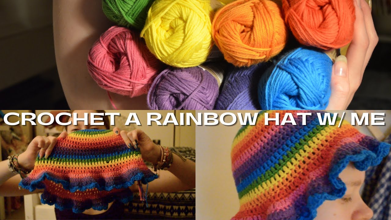 Crocheting a rainbow hat!