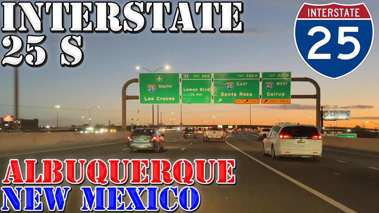 I-25 South - Albuquerque - New Mexico - 4K Night Highway Drive