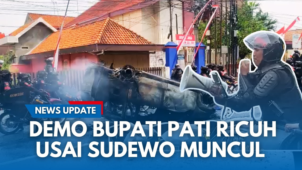 PATI CHAOS GINI!! Mobil Polisi Hangus Terbakar Jadi Amukan Massa Demo Bupati Pati Sudewo