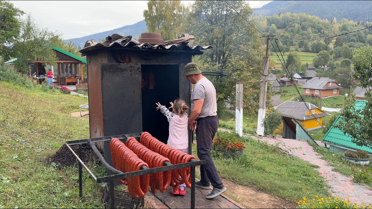 Rural Life of a Hutsul Family in the Carpathian Mountains | Homemade Sausage & Village Traditions