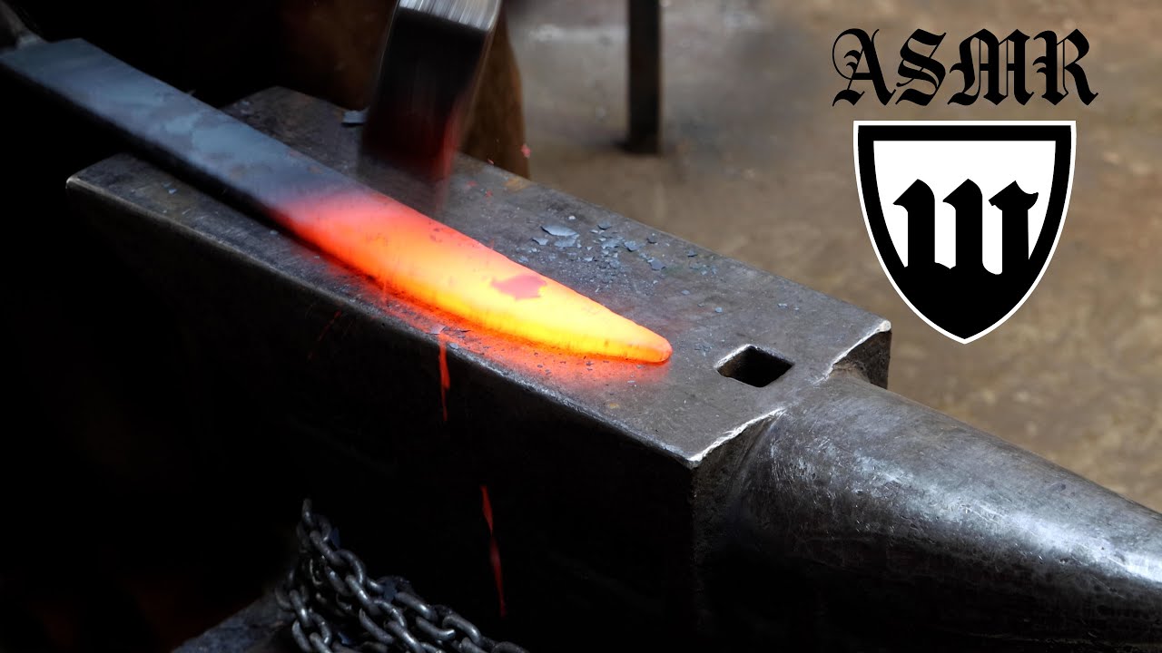 Forging a hunting knife, part 1,  forging the blade ASMR.