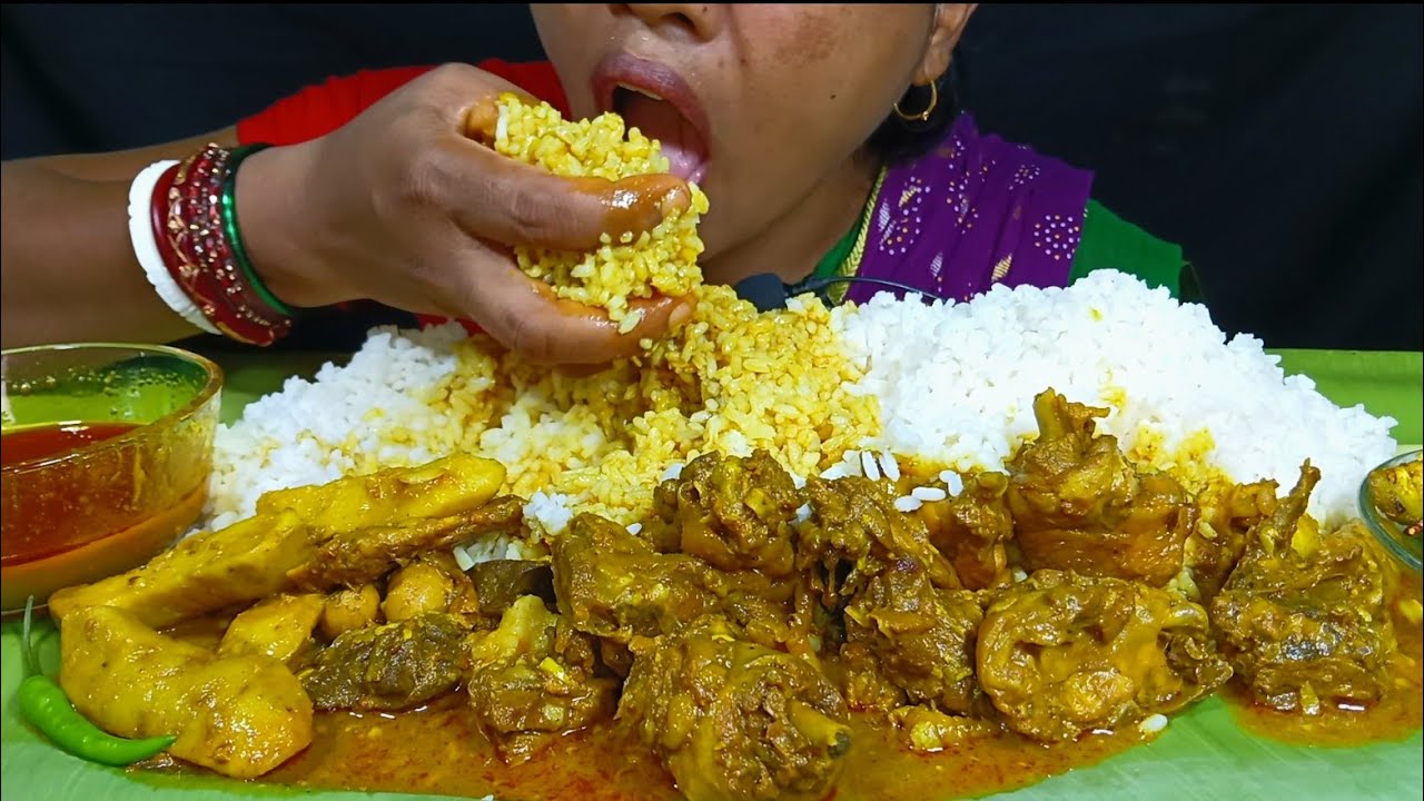 EATING SPICY 🔥 DESI CHICKEN CURRY WITH RICE, EATING SHOW, MUKBANG, ASMR