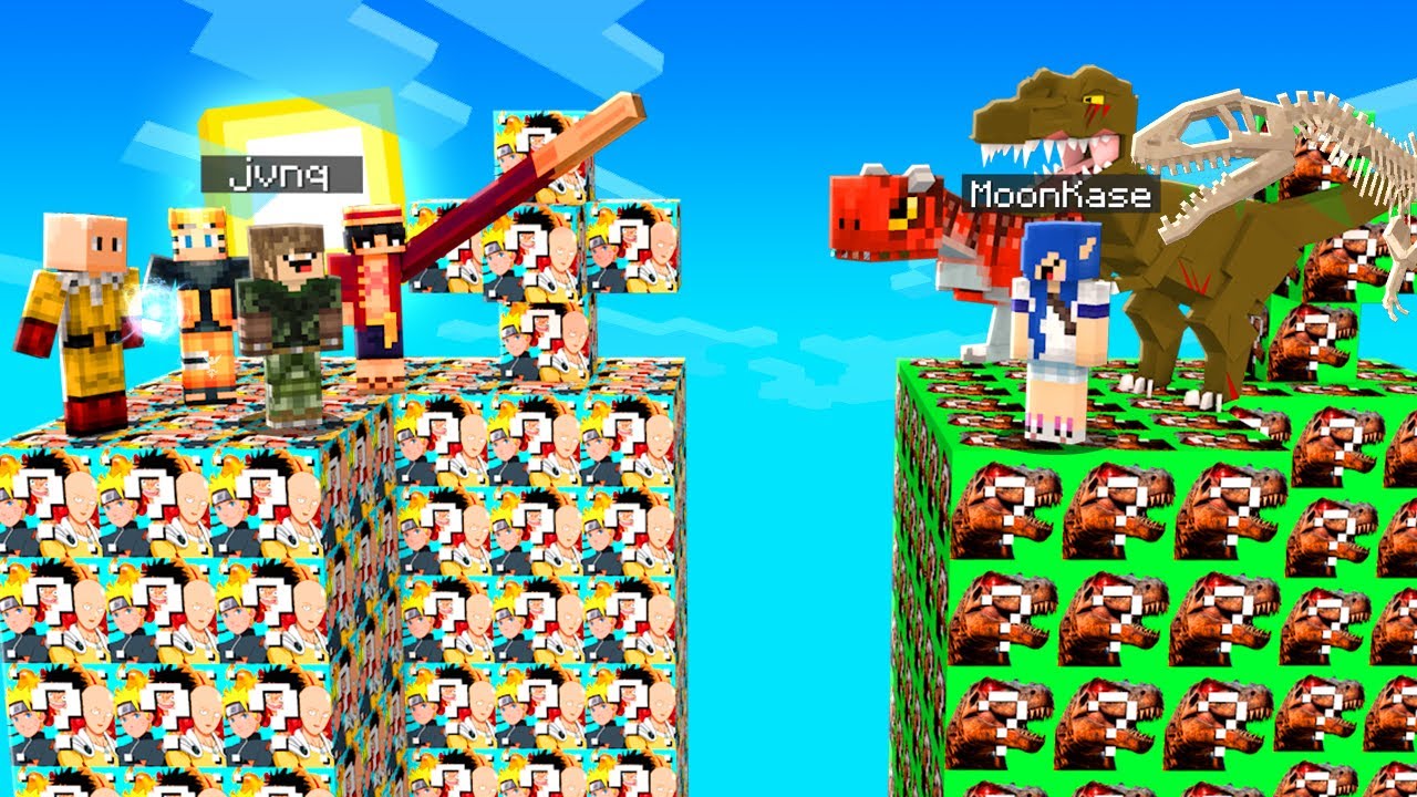 ILHA DO ANIME vs ILHA DOS DINOSSAUROS | MINECRAFT