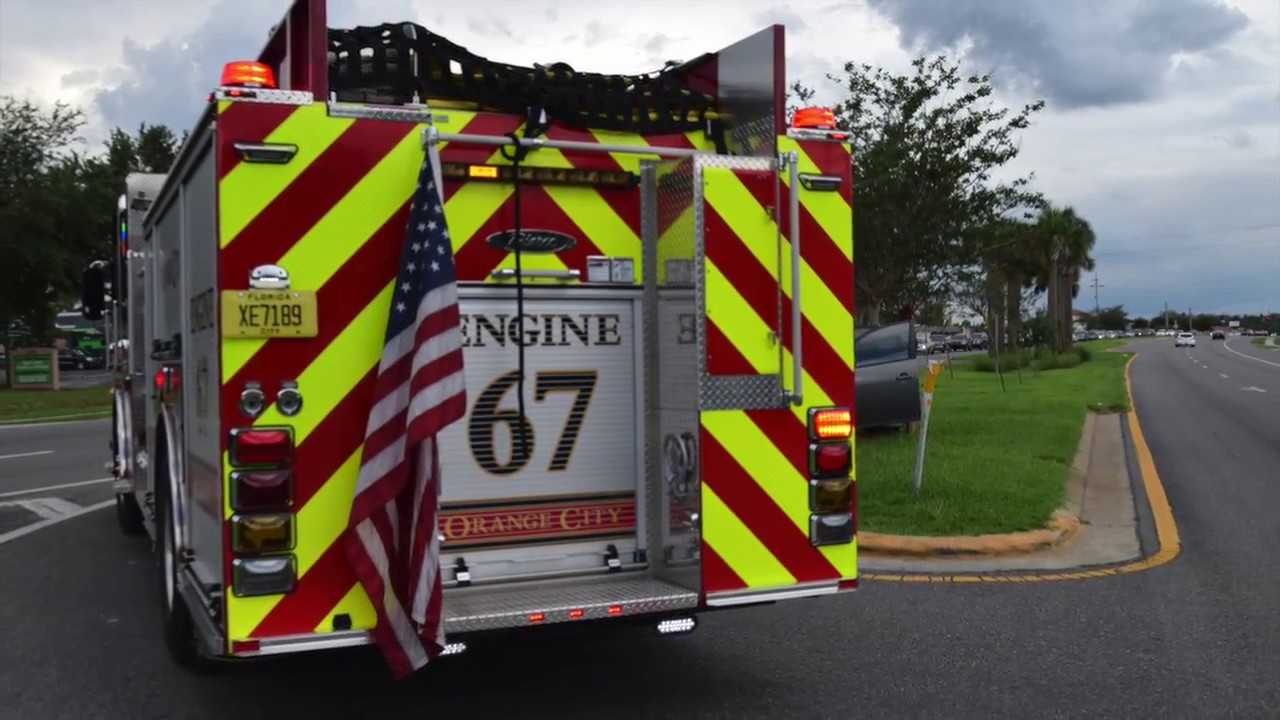Orange City FD Engine 67 & Chief 68, VC EMS Medic 229 & OCPD Responding To and On Scene of MVA