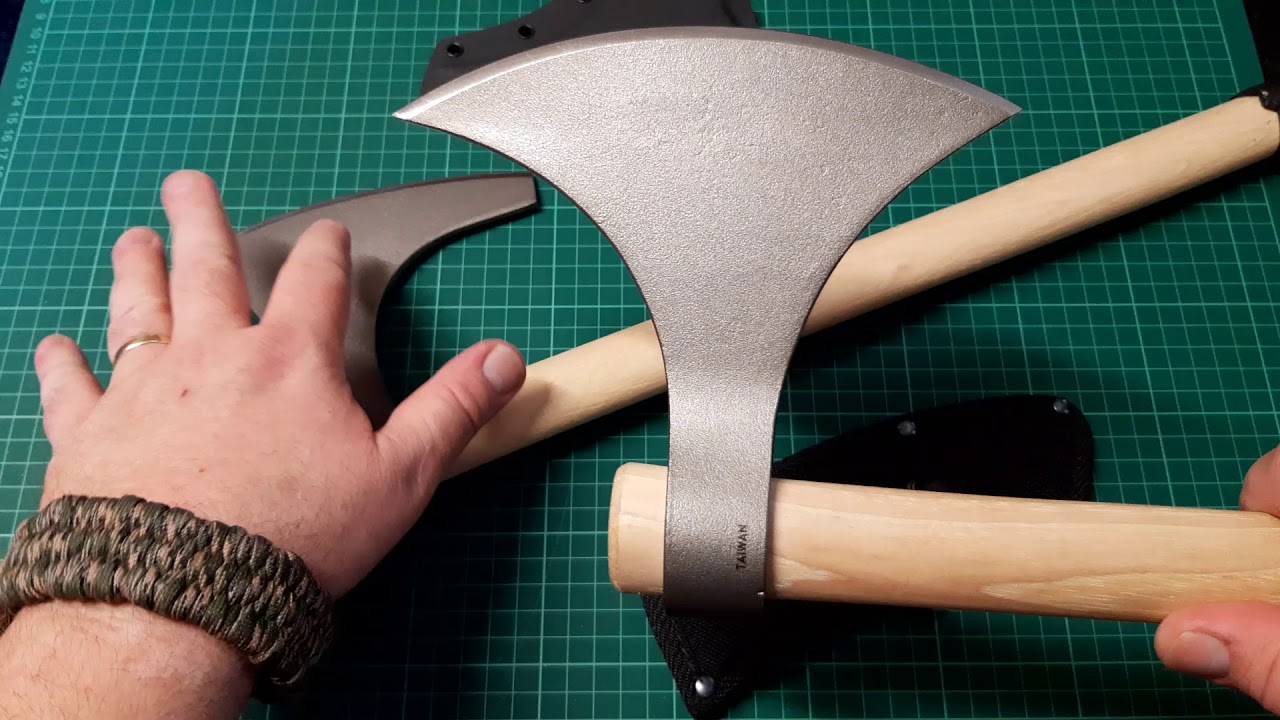 Comparison Cold Steel Viking hand axe and battle axe