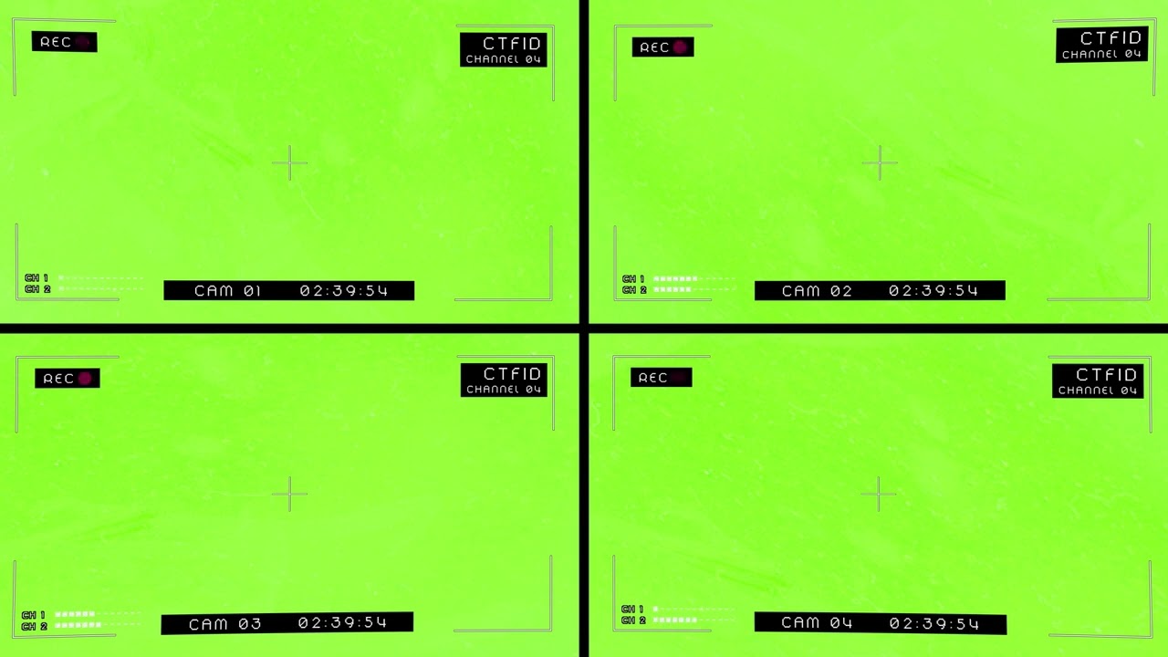Green Screen Security Camera 4 way split screen CCTV static | 4K | Snowman Digital