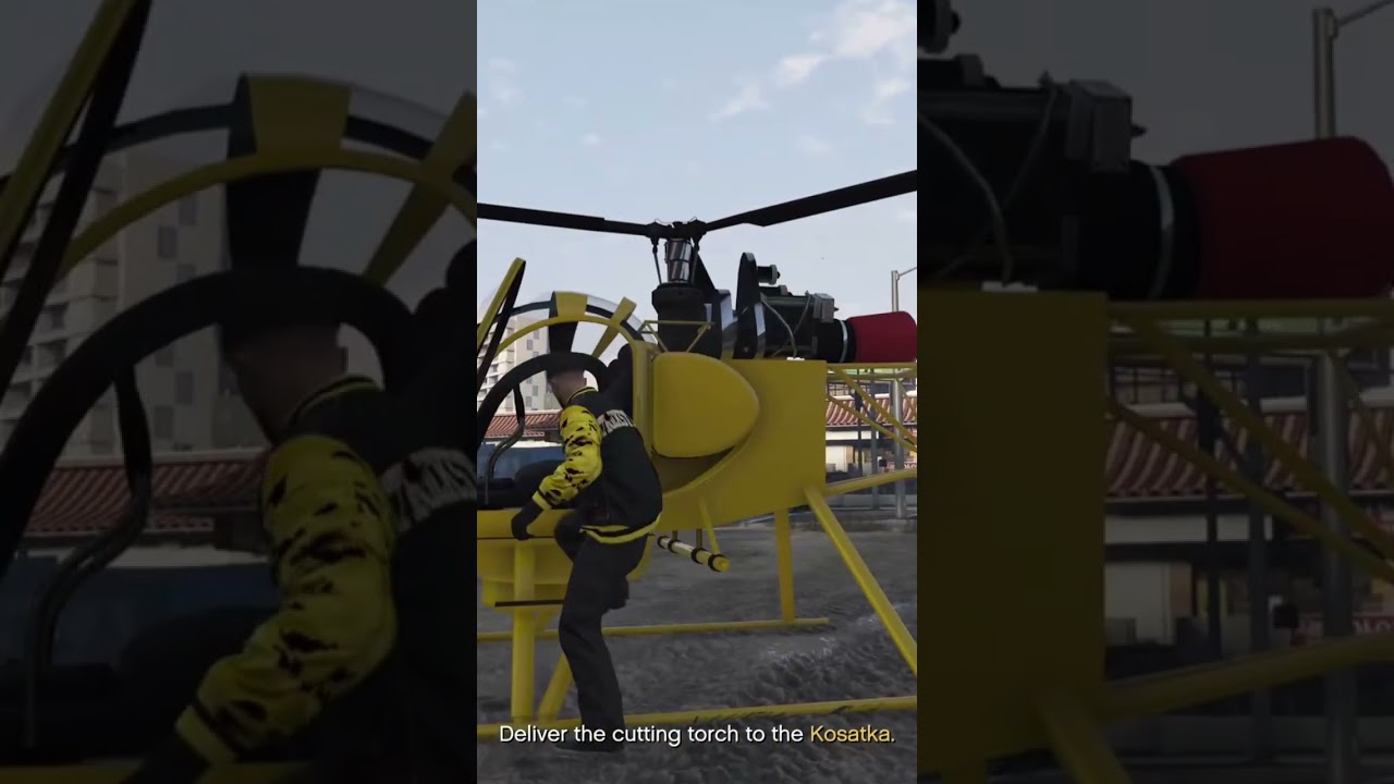 hook on a traffic lights with a helicopter