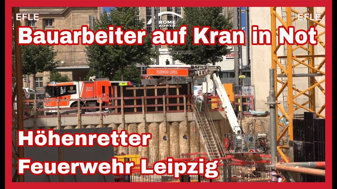 🚒Höhenretter im Einsatz🆘️NOTFALL in großer Höhe❎️Abseilen von KRAN in Leipziger Innenstadt❎️