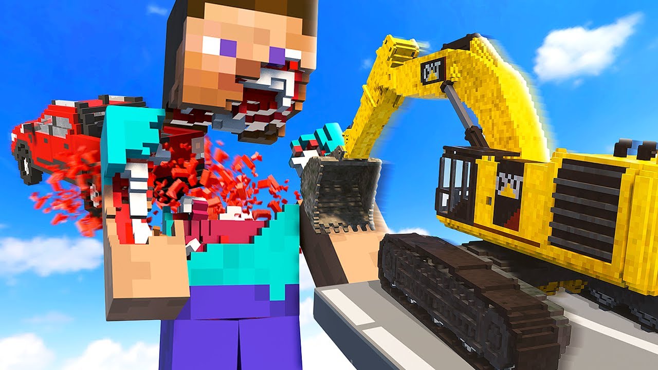 Crashing Cars Into Minecraft STEVE - Teardown Mods Gameplay