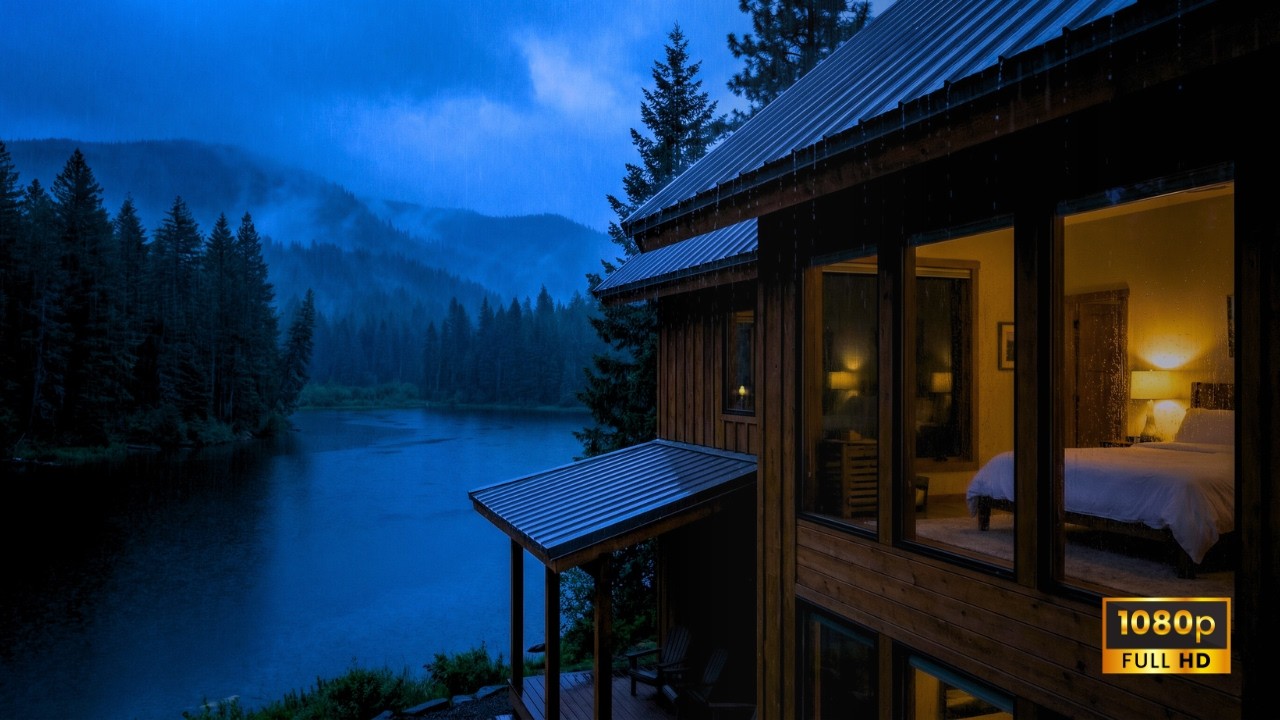 6 Hours of Heavy Rain at a Pine Forest Lake Cabin 🌧 | Deep Sleep Rain Sounds (No Music)