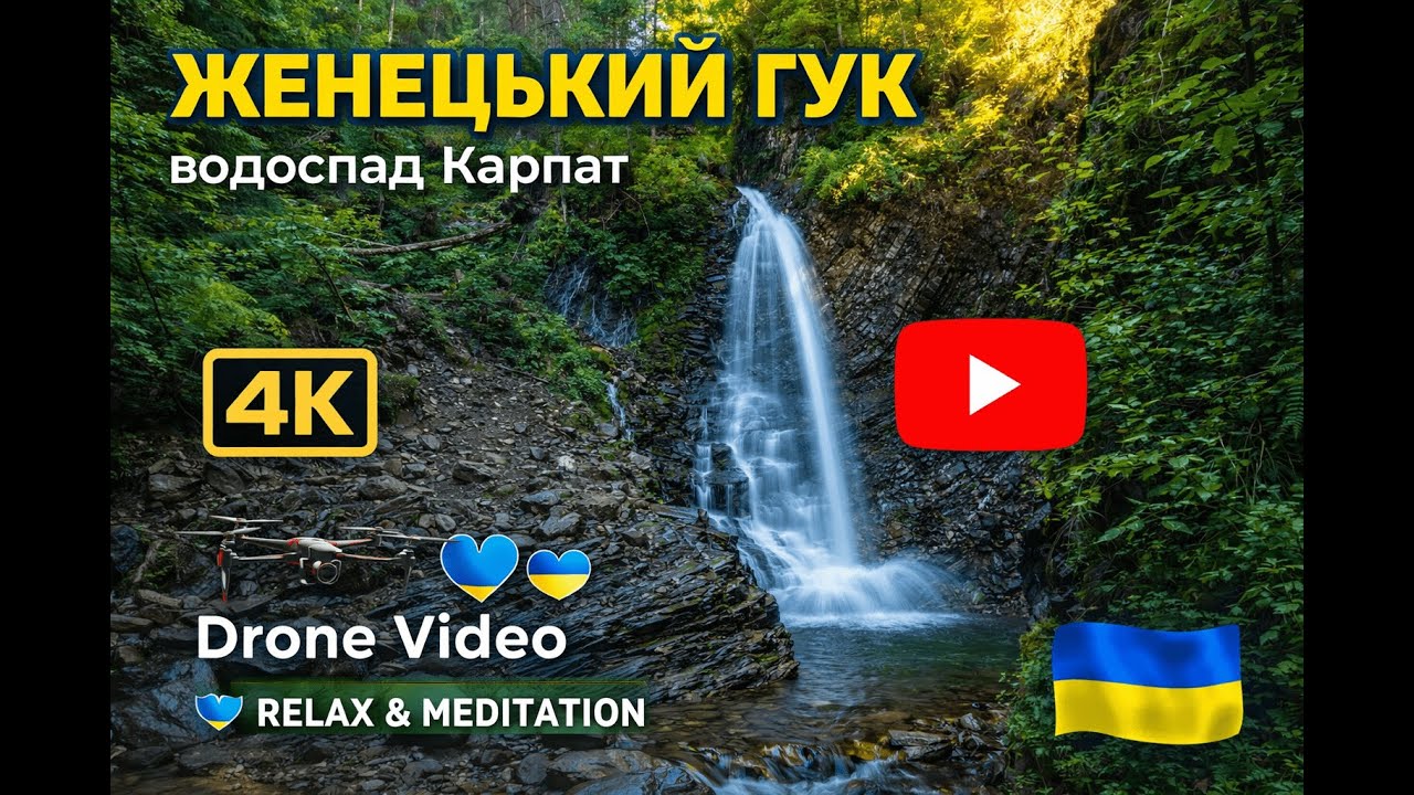 Женецький Гук 4K | Карпатський Водоспад | Mavic 3 Pro