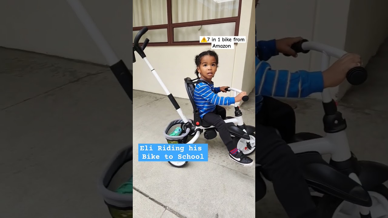 Eli Riding his Bike to School & back home #school #toddler #shortsvideo #boymom #happy #ridingbike