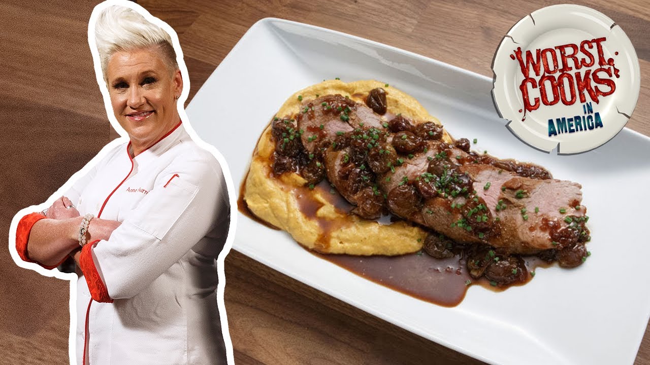 Anne Burrell Makes Pork Tenderloin with Roasted Grapes | Worst Cooks in America | Food Network