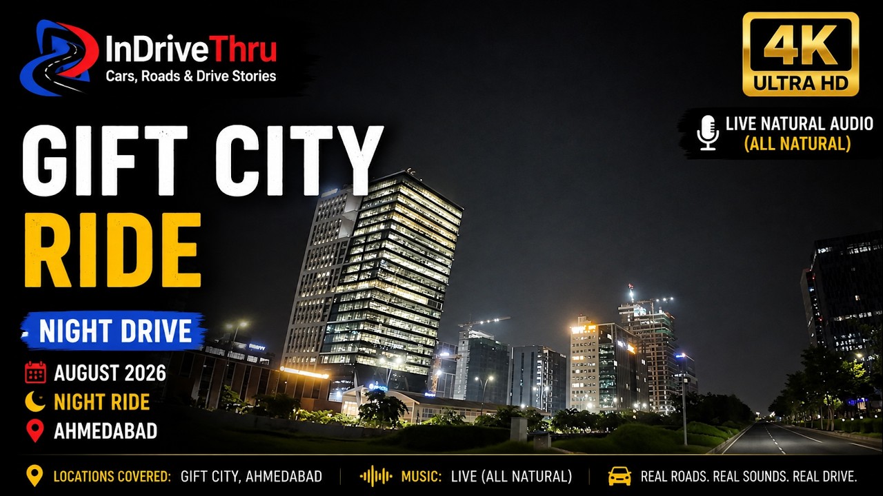 GIFT City Night Drive 4K | India's Futuristic Skyline #InDriveThru #GIFTCity #NightDrive