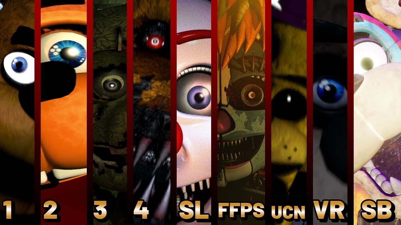 FNaF All Jumpscares (FNaF 1 to SB) 4K60 - B3njam0n L4je