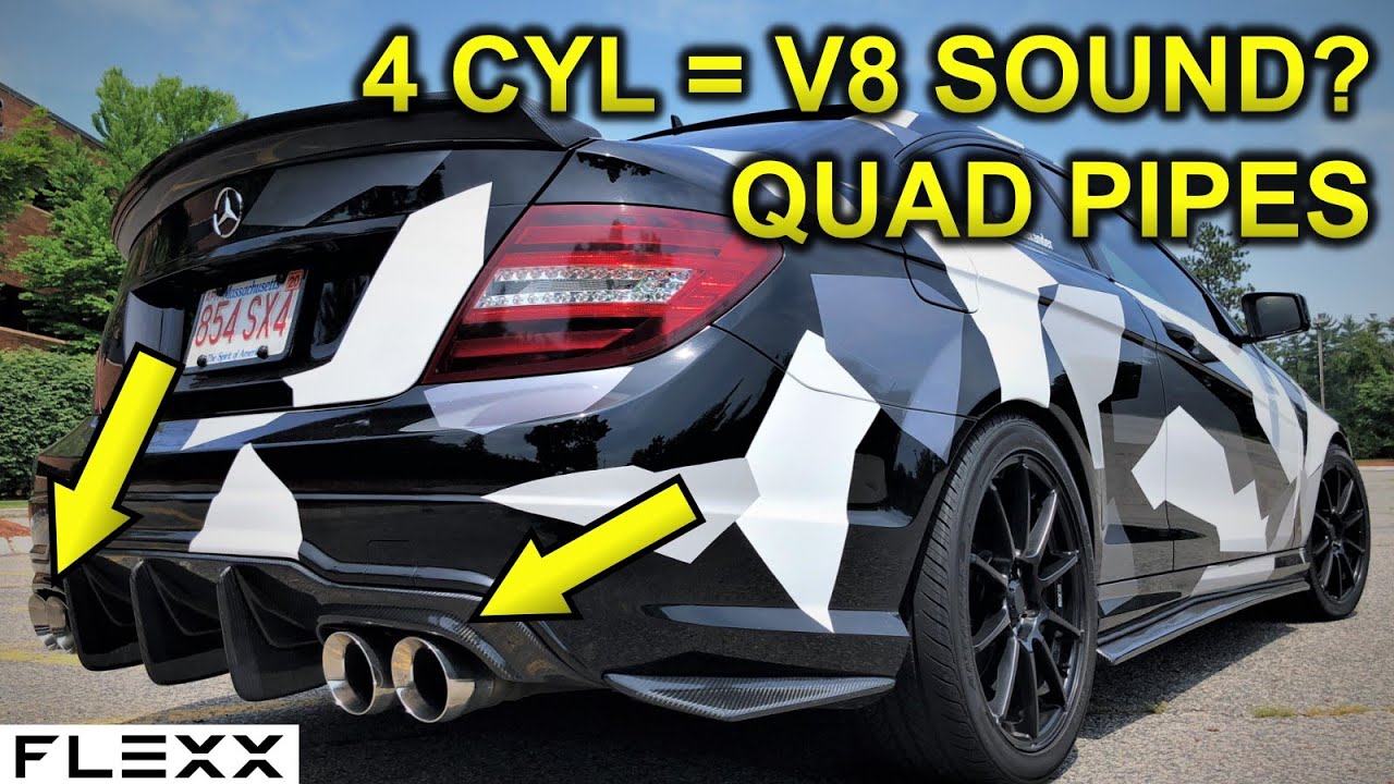 Мой кастомный выхлоп с четырьмя трубами на моем Mercedes C250 2012 года (W204/C204)