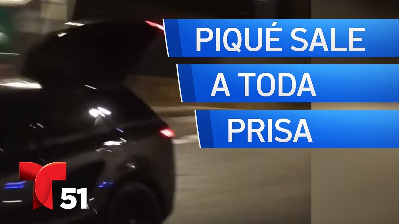 Piqu&eacute; sale a toda prisa de casa de Shakira con la cajuela abierta