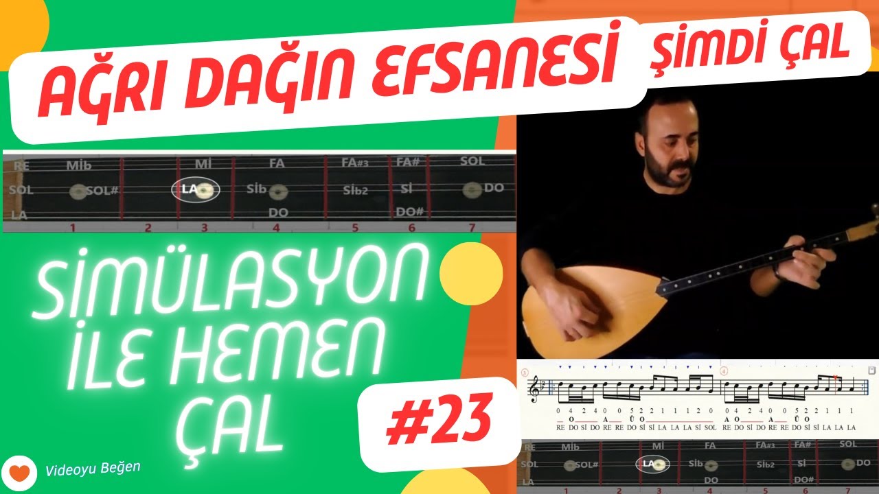 23 - BAĞLAMA DERSİ AĞRI DAĞIN EFSANESİ SİMİLASYON 