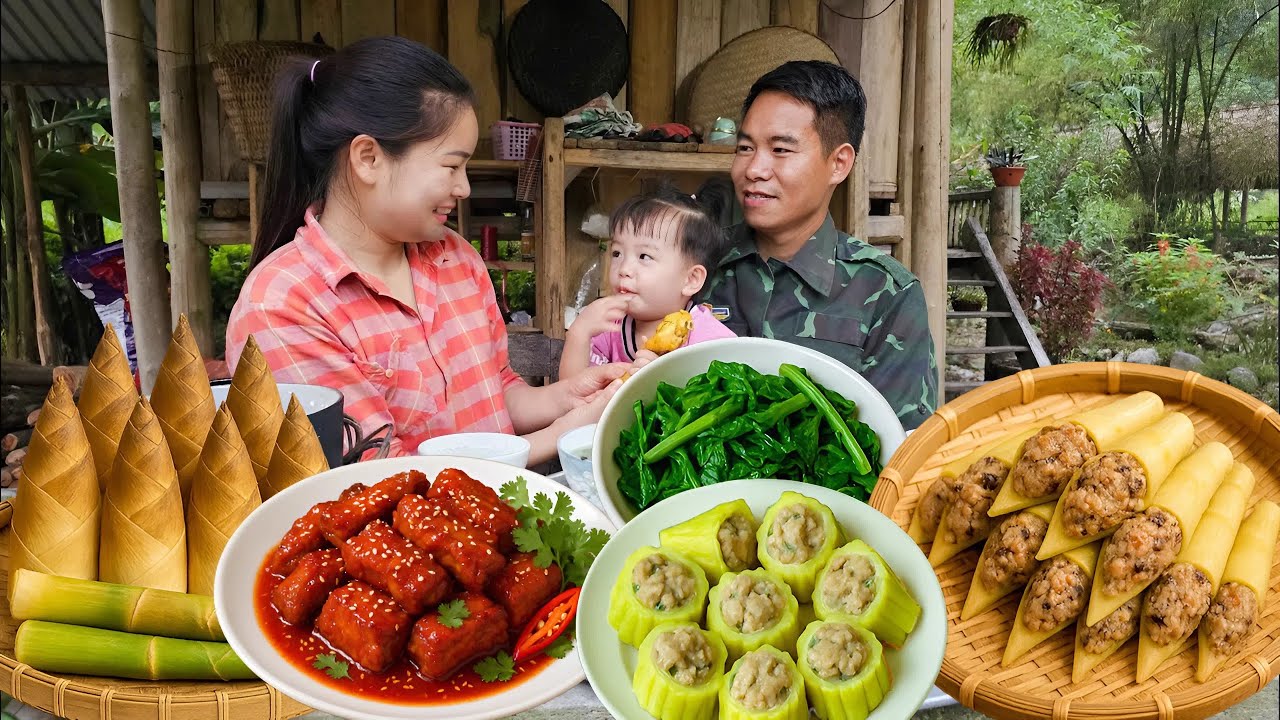 How to Harvest Short Bamboo for Sale - Cooking Stuffed Bamboo Shoots | Ly Tieu Ha's Husband