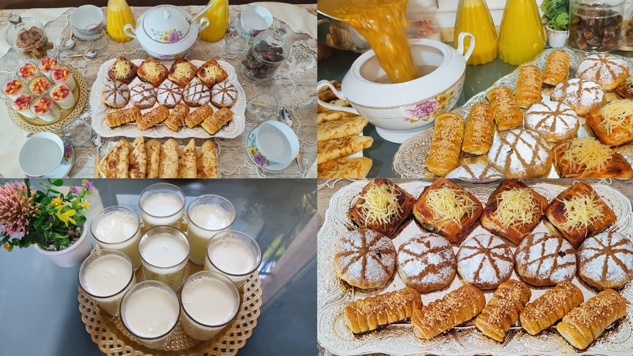 فطور رمضان 🌙بسيطلات بدجاج بعجينة ديل  مسمن رغايف معمرين بحشوة لذيذة  🥰 رايب عصير  حريرة 👌 بلا لصلاة