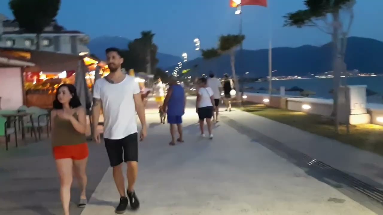 fethiye 🇹🇷 calis Beach, night 🌙 walk 🚶‍♂️