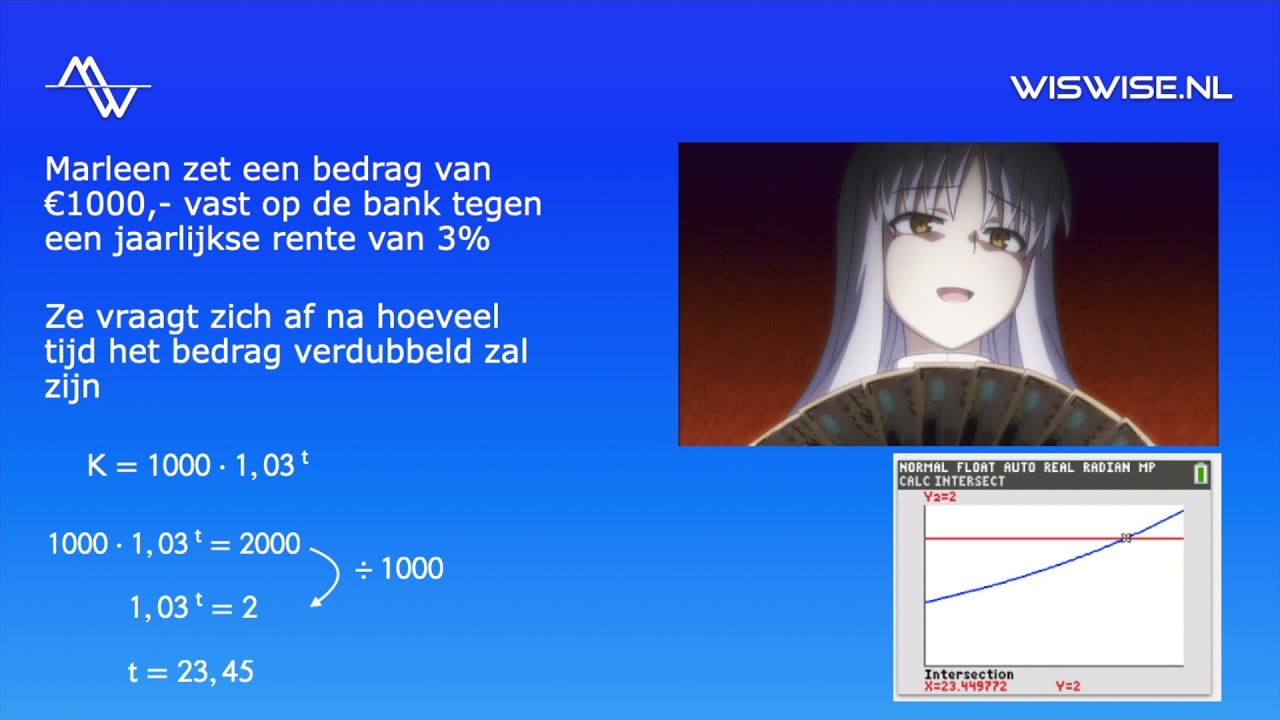 Exponentiële verbanden - verdubbelingstijd en halveringstijd