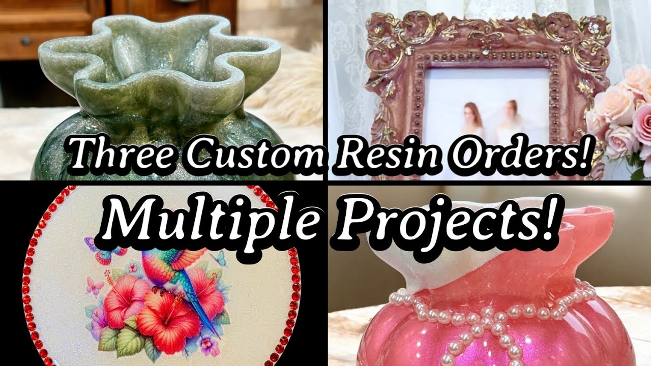 #803 Three Custom Resin Orders With Multiple Projects! Beautiful Vases, Coaster and Picture Frame!