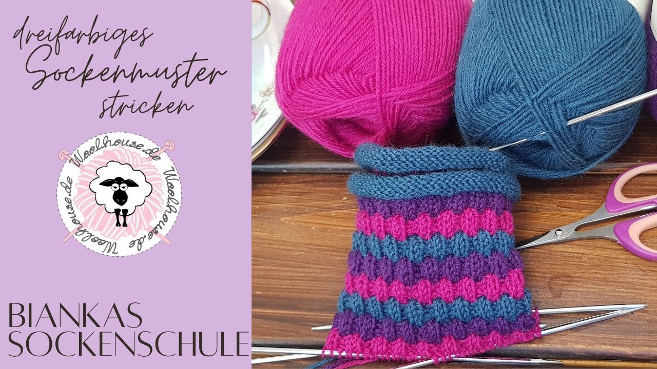 Dreifarbiges Sockenmuster / Muster Stricken / Happy Feet