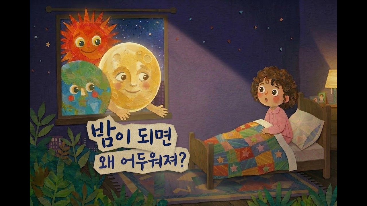 [도서관플러스 서평 제작 그림책-단편]  밤이되면 왜 어두워져?