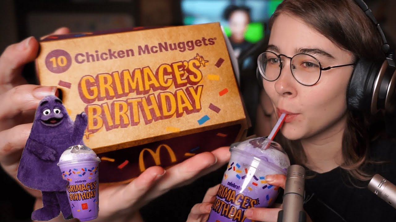 Trying the Grimace Shake! (ASMR Mukbang )